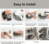 Shower Caddy Shelf- Self Adhesive No Drilling- Bathroom Shower Rack- Wall Mounted -Organizer with Rustproof Basket-Toilet and Kitchen Storage-Pack (2PCS Black.)