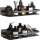 Shower Caddy Shelf- Self Adhesive No Drilling- Bathroom Shower Rack- Wall Mounted -Organizer with Rustproof Basket-Toilet and Kitchen Storage-Pack (2PCS Black.)