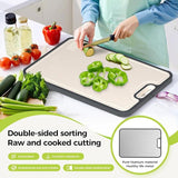 Titanium Cutting Boards for Kitchen, Cutting Board Double Sided Food Grade, Pure Titanium and Wheat Straw PP, Dishwasher Safe Easy to Clean Large Size 39×27cm