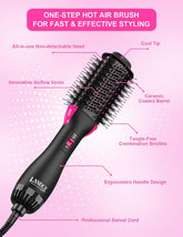 Hair Dryer Brush Blow Dryer Brush 2 in 1, Ionic Titanium Hair Dryer & Styler for Frizz-Free Smooth & Voluminous Hair, Salon Blowout at Home for All Hair Types