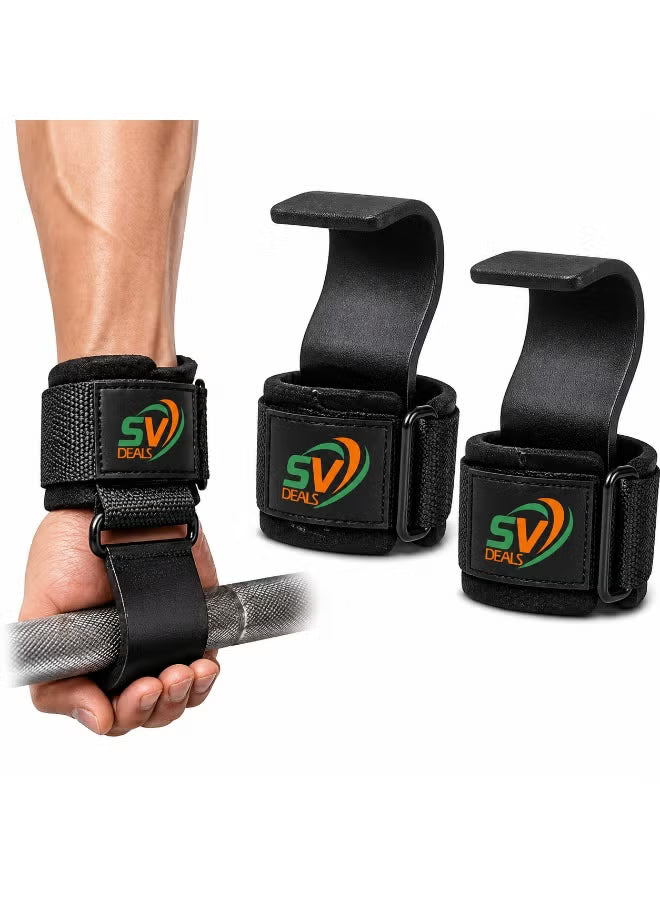 Weight Lifting Hooks with Wrist Straps for Gym, Heavy Duty Deadlift Hooks, Pull Up & Powerlifting Grip Support – SV Deals