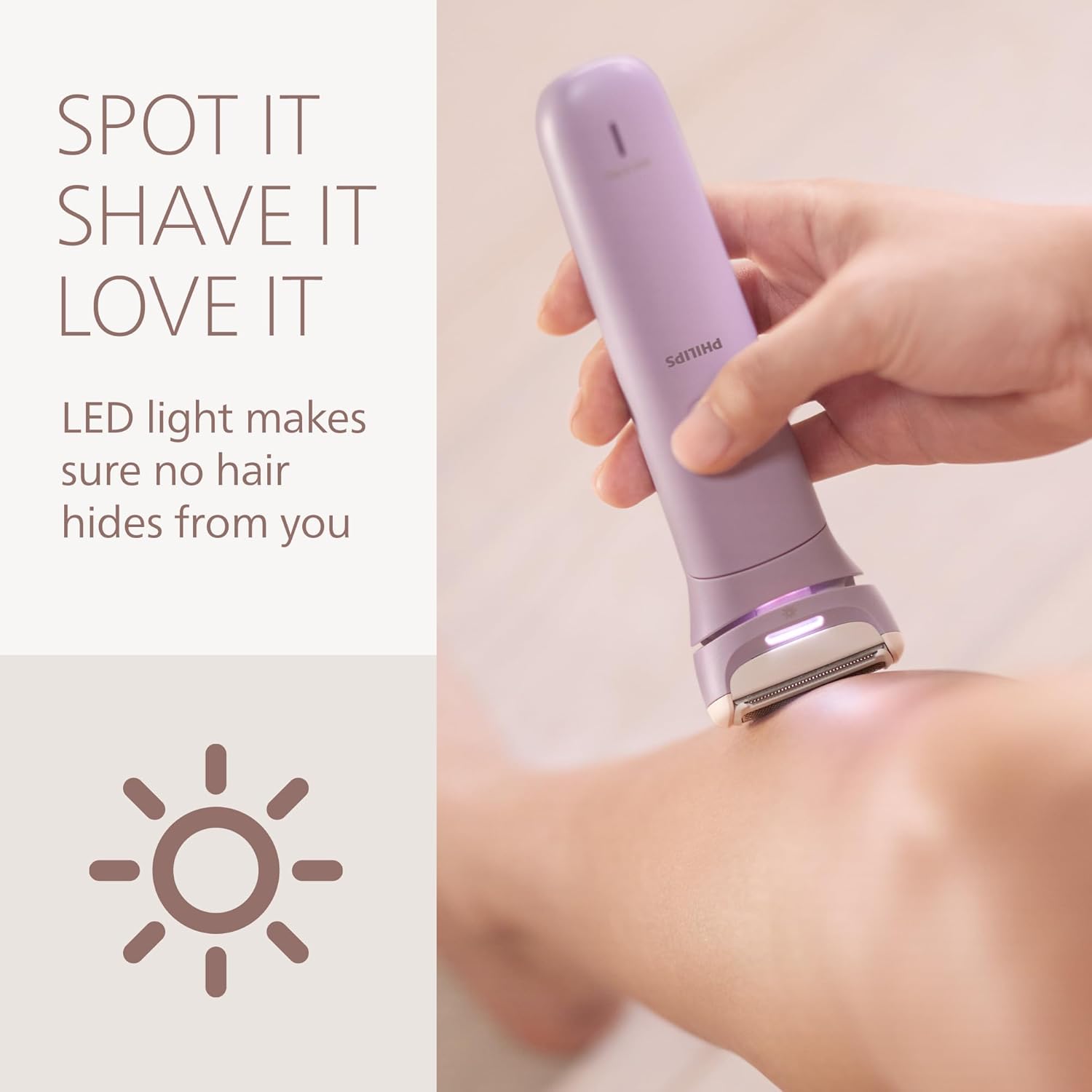 Philips Lady Shaver Series 8000 - Cordless Wet and Dry Shaver 3-Blade System, Flexible Shaver Head, LED Light for Body, Legs and Bikini, 100 Minutes Runtime, Model BRL149/00