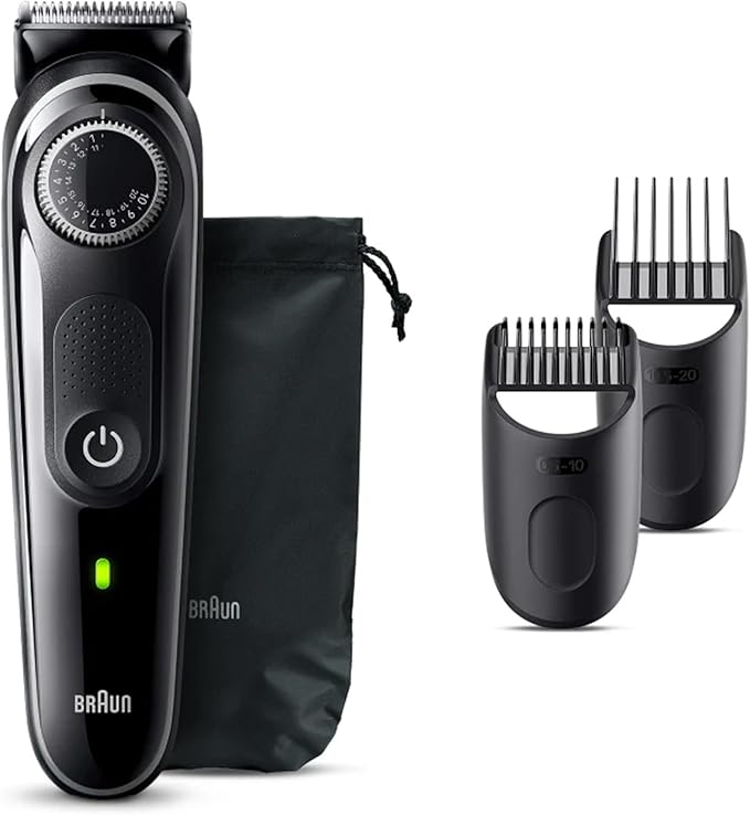 Braun BT3440 Beard Trimmer 3 With Precision Wheel, 4 Styling tools, 80 mins Runtime, Precise Styling at home, 40 length Settings - Black