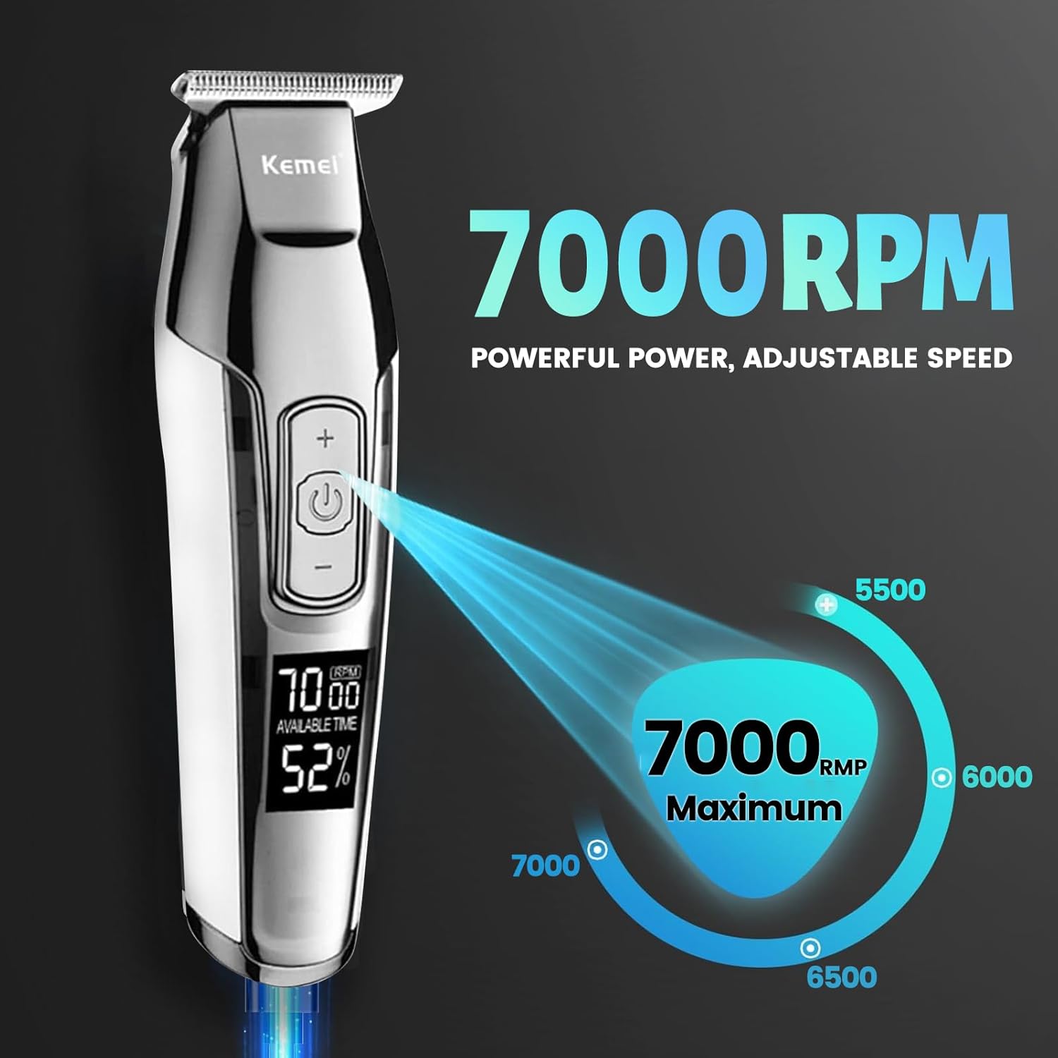 KEMEI Trimmer Cordless Hair Clipper for Men Professional Electric Beard Trimmers Barber Hair Cuttings Kit, Zero Gapped T Blade Detailers Trimmers for Men, KM-5027