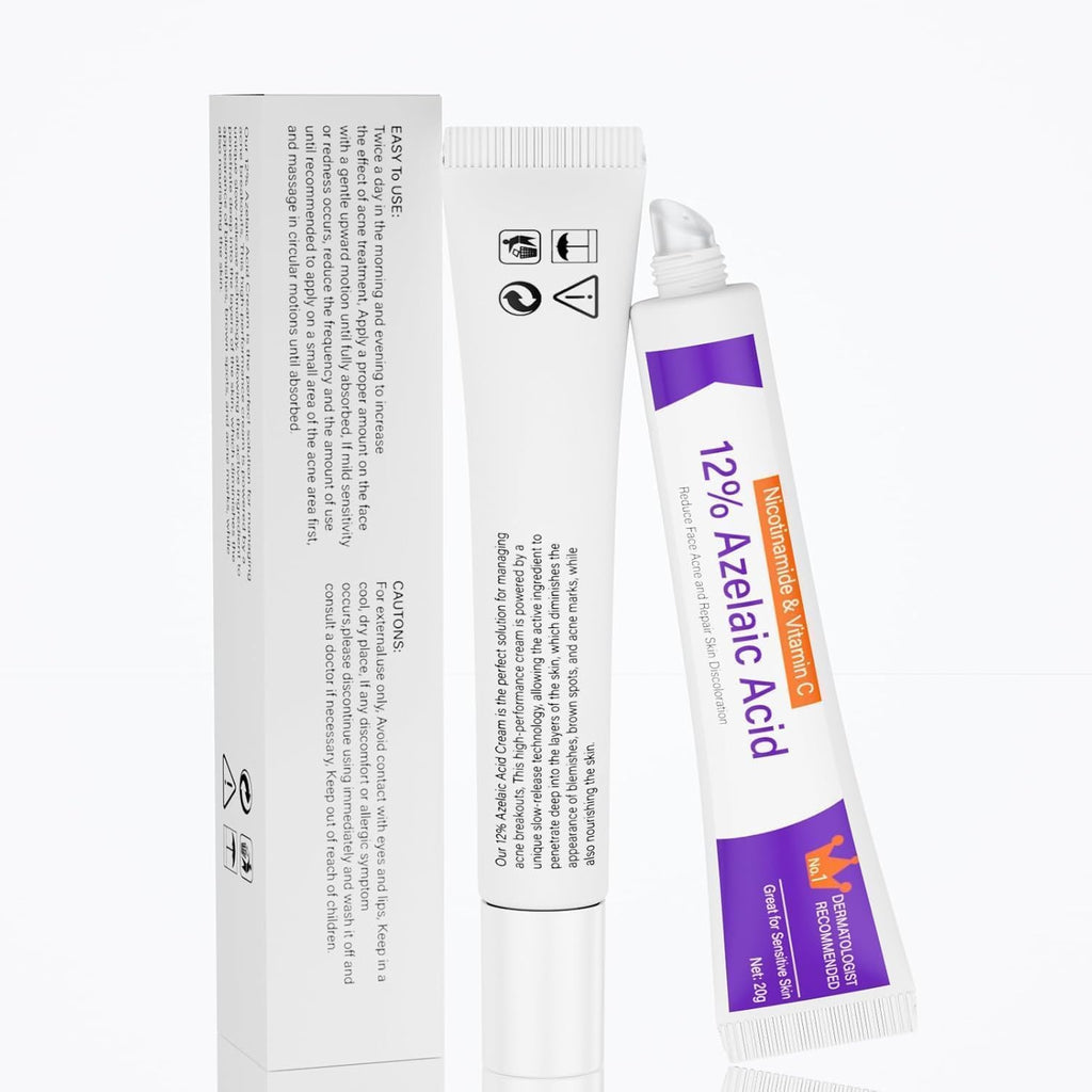 HIQUAY Azelaic Acid Serum, 12% Azelaic Acid Enhancer Cream, Hyaluronic Acid Serum and Niacinamide Facial Treatment, For Redness, Dark Spots, Rosacea, And Pore Cleansing (1 Pcs)