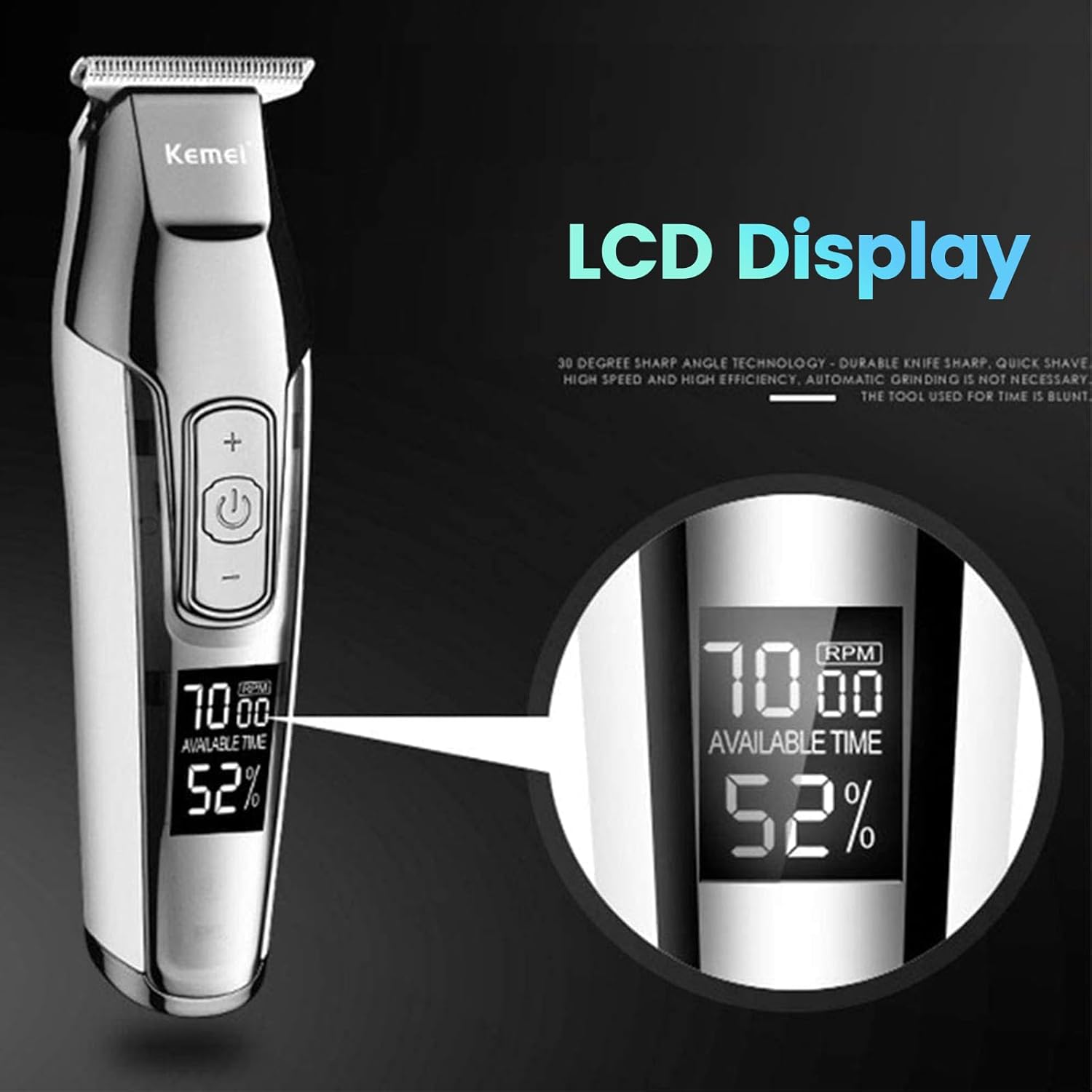 KEMEI Trimmer Cordless Hair Clipper for Men Professional Electric Beard Trimmers Barber Hair Cuttings Kit, Zero Gapped T Blade Detailers Trimmers for Men, KM-5027
