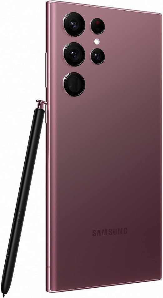 Used Samsung Galaxy S22 Ultra 5G Dual SIM Mobile Phone 256GB Android Smartphone Burgundy