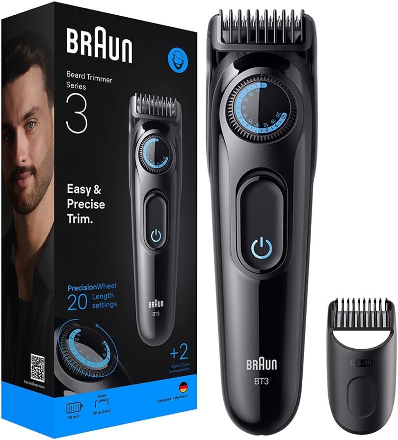 Braun Beard Trimmer Series 3, +2 Styling Tool, 20 Lengths, BT3500