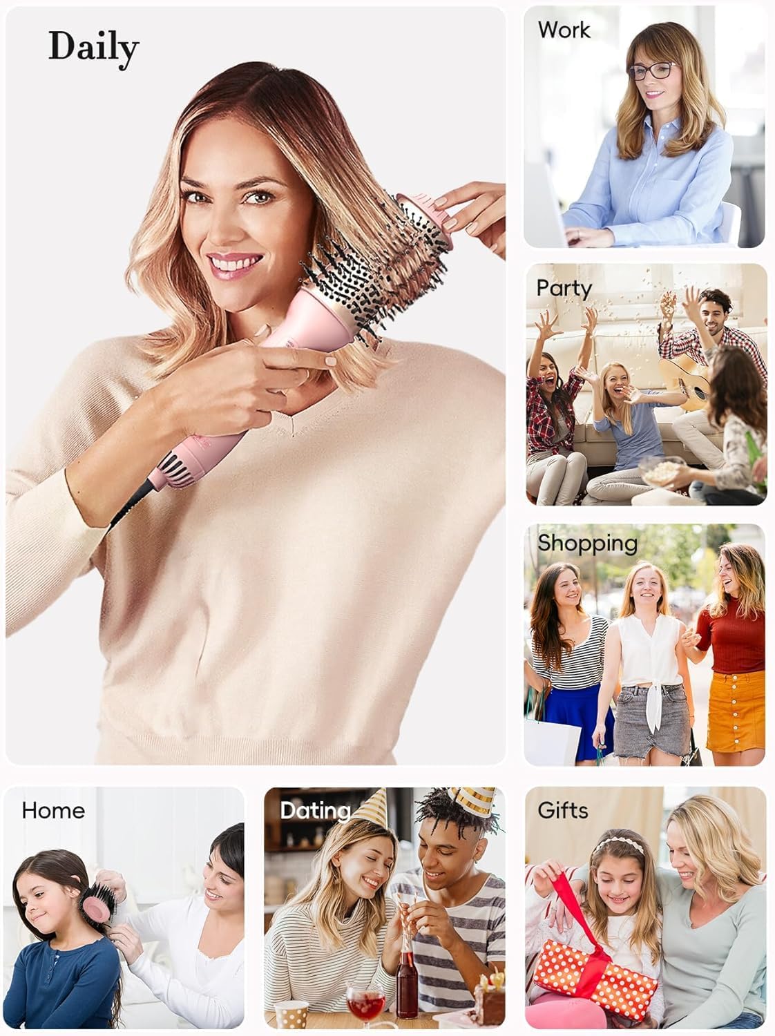 Hair Blow Dryer Brush: One-Step Hot Air Brush with 60mm Oval Barrel - 4 in 1 Hair Dryer & Styler, Free Smooth & Voluminous Hair, Salon Blowout at Home for All Hair Types