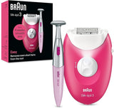 Braun Silk-épil 3 SE 3-202 Epilator, Removes Even Short Hairs From The Root, 20 MicroGrip Tweezers, Non-Stop Corded Epilator, Smart Light, Bikini Styler Included, Hair Removal Device - Pink