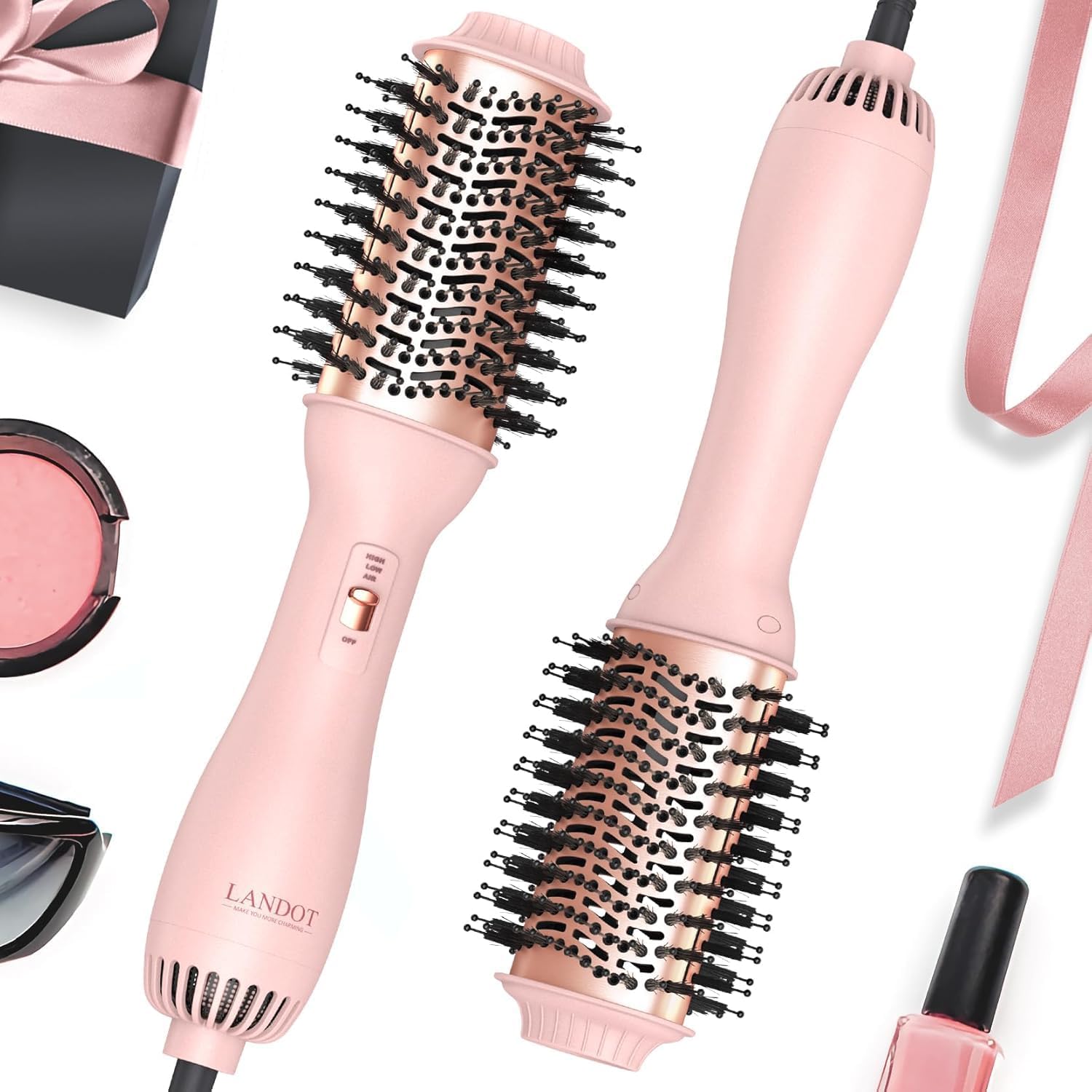 Hair Blow Dryer Brush: One-Step Hot Air Brush with 60mm Oval Barrel - 4 in 1 Hair Dryer & Styler, Free Smooth & Voluminous Hair, Salon Blowout at Home for All Hair Types