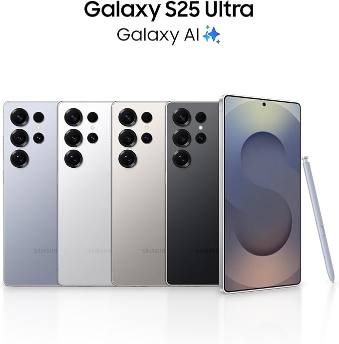 Samsung Galaxy S25 Ultra AI Phone, 256GB Storage, 12GB RAM, Titanium Silverblue, Android Smartphone, 200MP Camera, S Pen, Long Battery Life (UAE Type Approved)