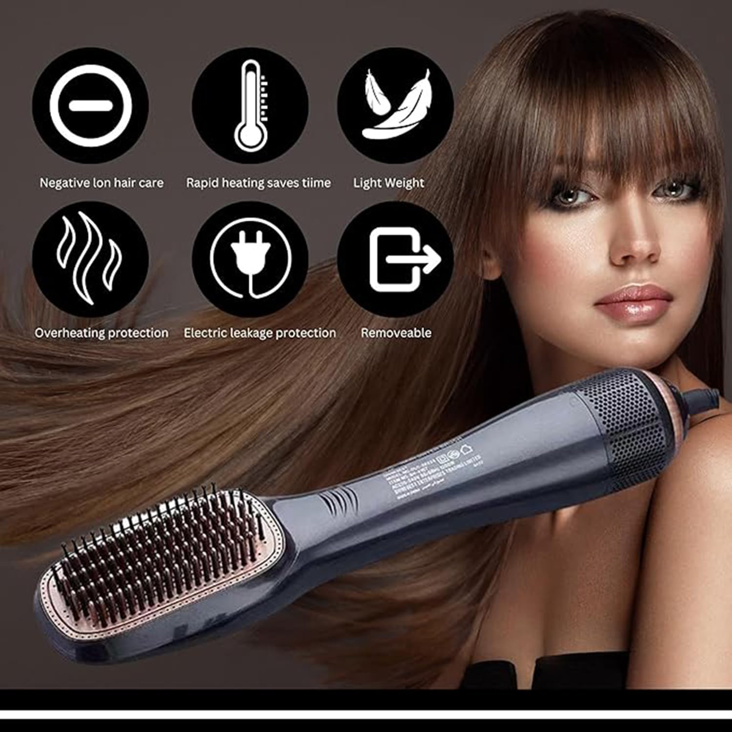 Philips 5000 Series Air Styler for Drying & Styling-in one-go, from wet to dry styling with ionic care and argan-oil infused brush, 5 attachments, Black, 2 years warranty - BHA530/03
