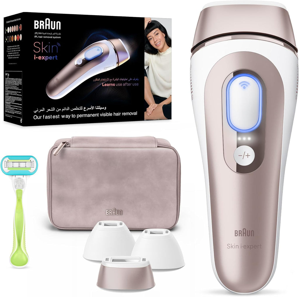 Braun IPL Skin i·expert, At-Home Laser, IPL Hair Removal Device, Permanent Visible Hair Removal, Smart IPL with connected app, 3 heads, Venus Razor, PL7257