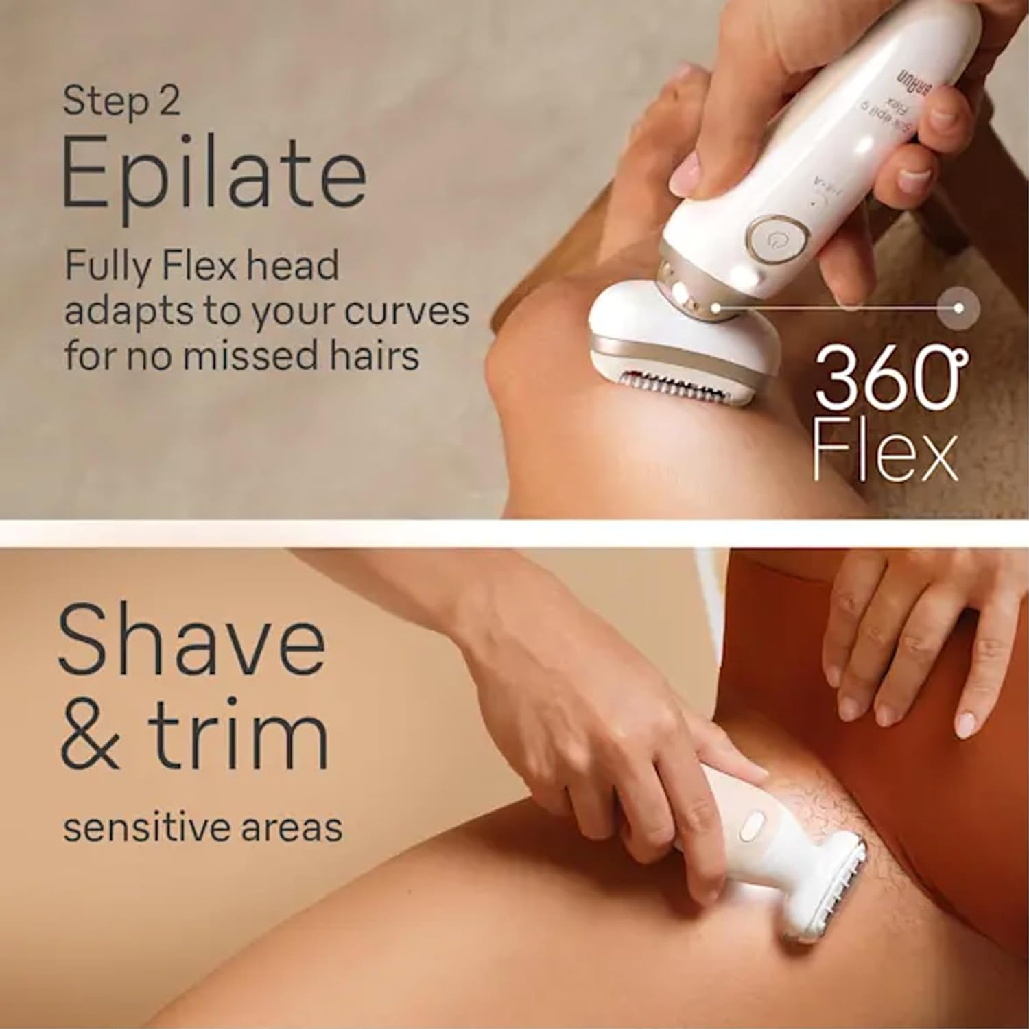 Braun Silk-épil 9 Flex 9-681 All in One Beauty Set Wet & Dry Epilator with 12 Extras Including FaceSpa, Fully Flex Head, German Made, Rechargeable Hair Removal Device - Gold