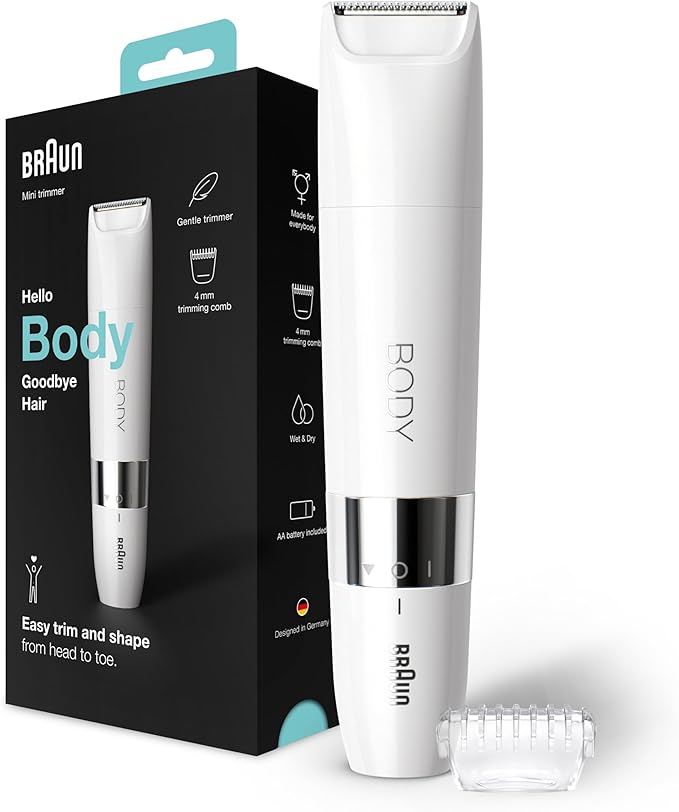 Braun Body Mini Trimmer BS1000, Electric Body Hair Removal for Everybody, for On-the-Go