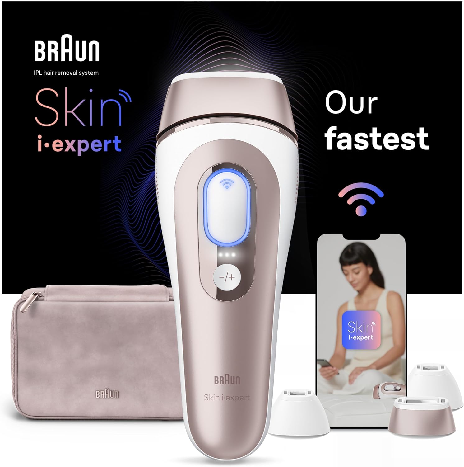 Braun IPL Skin i·expert, At-Home Laser, IPL Hair Removal Device, Permanent Visible Hair Removal, Smart IPL with connected app, 3 heads, Venus Razor, PL7257