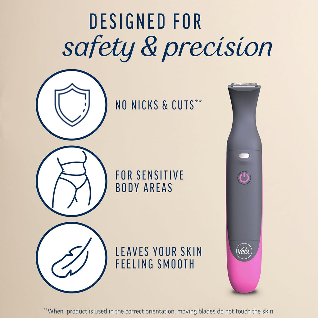Veet Expert Electric All-in-one Trimmer, Women Hair Removal Device Bikini, Face & Eyebrows Multi-Use, USB Charging & Accessories Rechargeable, 100percent Waterproof, Designed for Wet & Dry Use