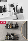 Shower Caddy Shelf- Self Adhesive No Drilling- Bathroom Shower Rack- Wall Mounted -Organizer with Rustproof Basket-Toilet and Kitchen Storage-Pack (2PCS Black.)