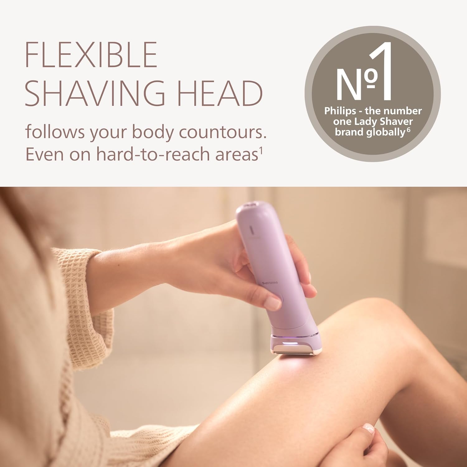 Philips Lady Shaver Series 8000 - Cordless Wet and Dry Shaver 3-Blade System, Flexible Shaver Head, LED Light for Body, Legs and Bikini, 100 Minutes Runtime, Model BRL149/00