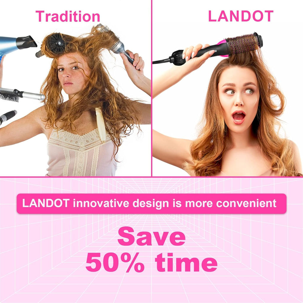 Hair Dryer Brush Blow Dryer Brush 2 in 1, Ionic Titanium Hair Dryer & Styler for Frizz-Free Smooth & Voluminous Hair, Salon Blowout at Home for All Hair Types