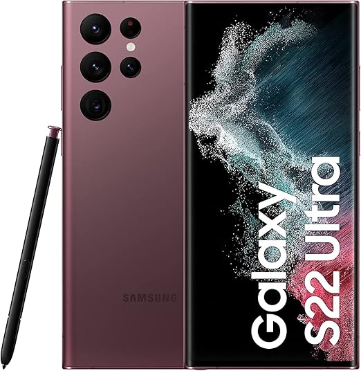Used Samsung Galaxy S22 Ultra 5G Dual SIM Mobile Phone 256GB Android Smartphone Burgundy