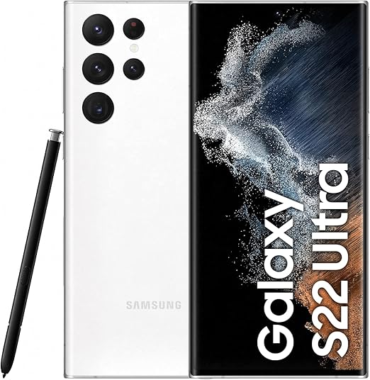 Samsung (Refurbished) Galaxy S22 Ultra 5G Mobile Phone 128GB 8GB Ram Dual SIM Android Smartphone Phantom White