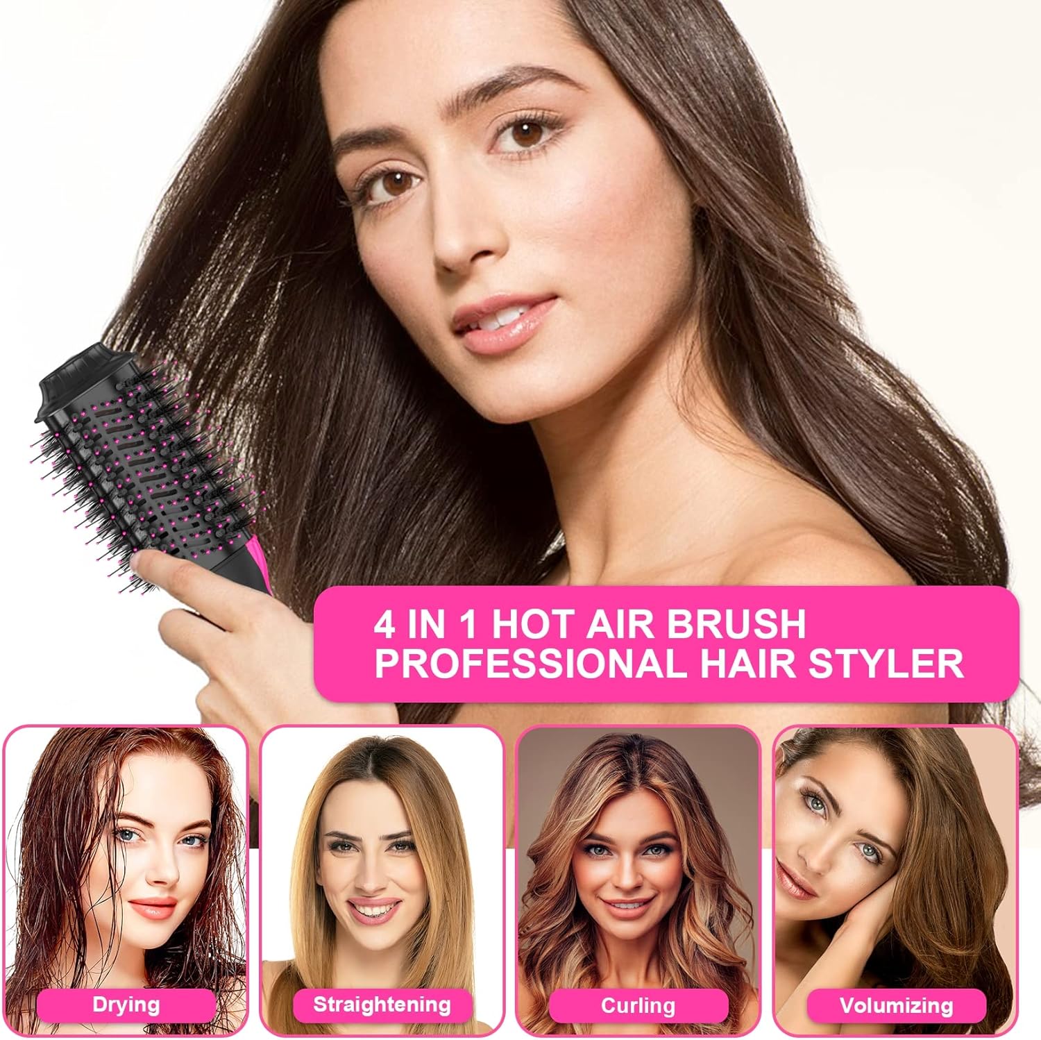 Hair Dryer Brush Blow Dryer Brush 2 in 1, Ionic Titanium Hair Dryer & Styler for Frizz-Free Smooth & Voluminous Hair, Salon Blowout at Home for All Hair Types