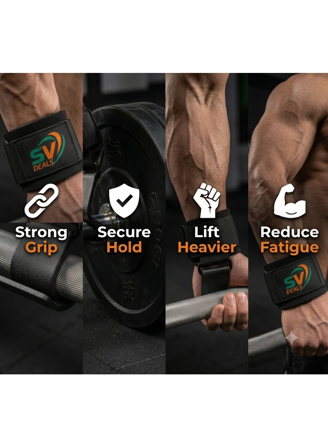 Weight Lifting Hooks stronger grip better lifts icons