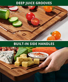 ROYAL CRAFT WOOD Wooden Cutting Boards for Kitchen Meal Prep & Serving - Bamboo Wood Serving Board Set with Deep Juice Groove Side Handles - Charcuterie & Chopping Butcher Block for Meat (3 Pcs)
