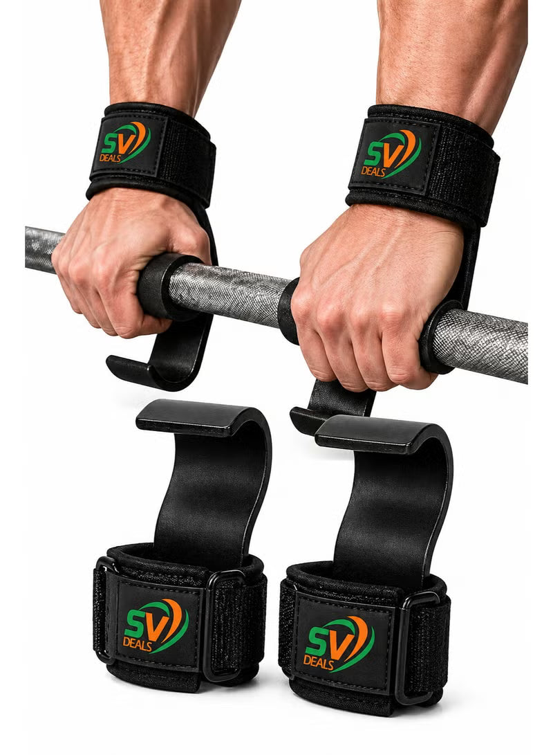 Weight Lifting Hooks with Wrist Straps for Gym, Heavy Duty Deadlift Hooks, Pull Up & Powerlifting Grip Support – SV Deals