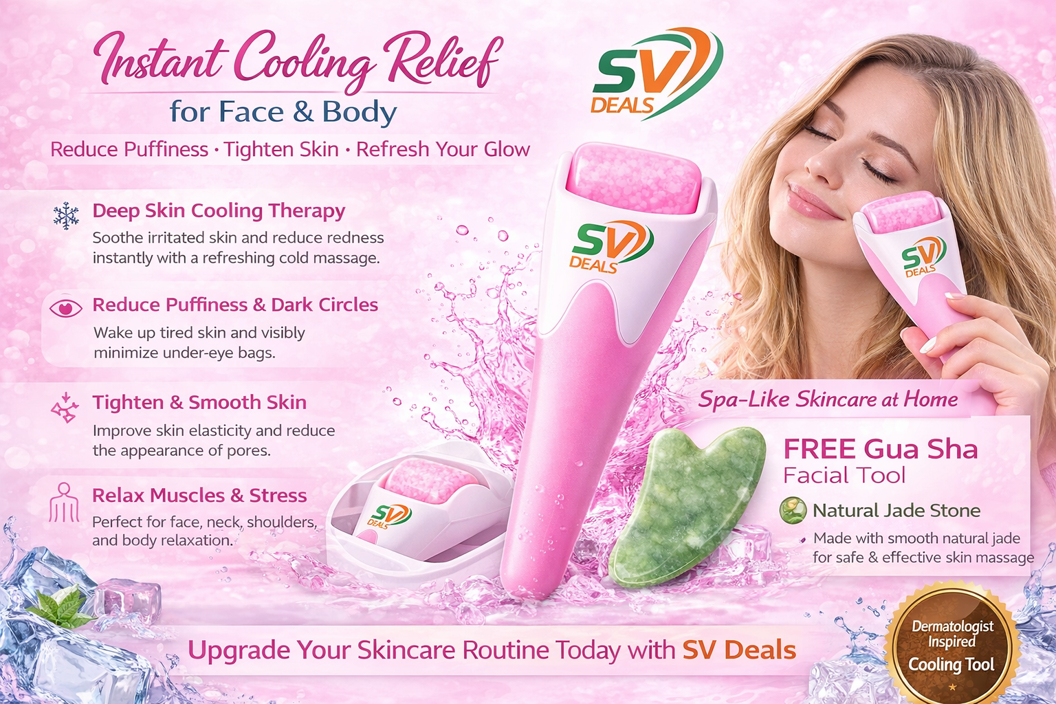 ce Roller & Gua Sha Set | Cooling Face Massage Tool