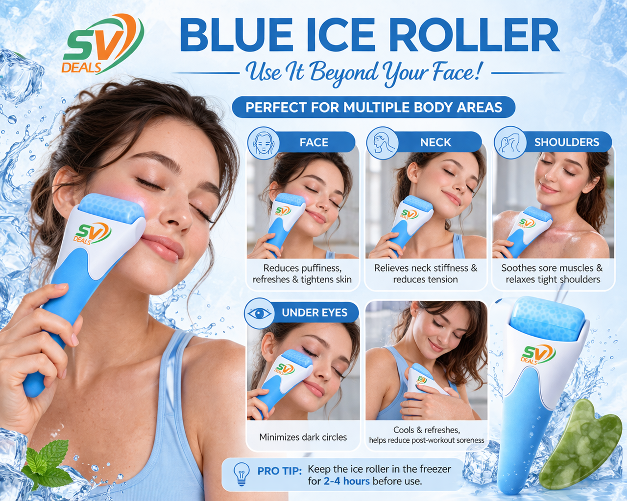 Cool Ice Face Massager - Anti-Wrinkle Skin Lifting & Pain Relief Roller