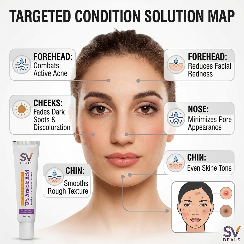 Azelaic Acid Serum 12% - Buy One Get One Free - Hyaluronic Acid & Niacinamide Facial Treatment for Redness, Dark Spots & Pore Cleansing