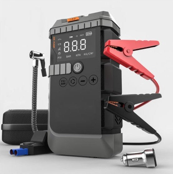 High-Capacity Multi-Function Car Jump Starter Power Bank Featuring 12V Charging and Integrated High-Power Air Pump