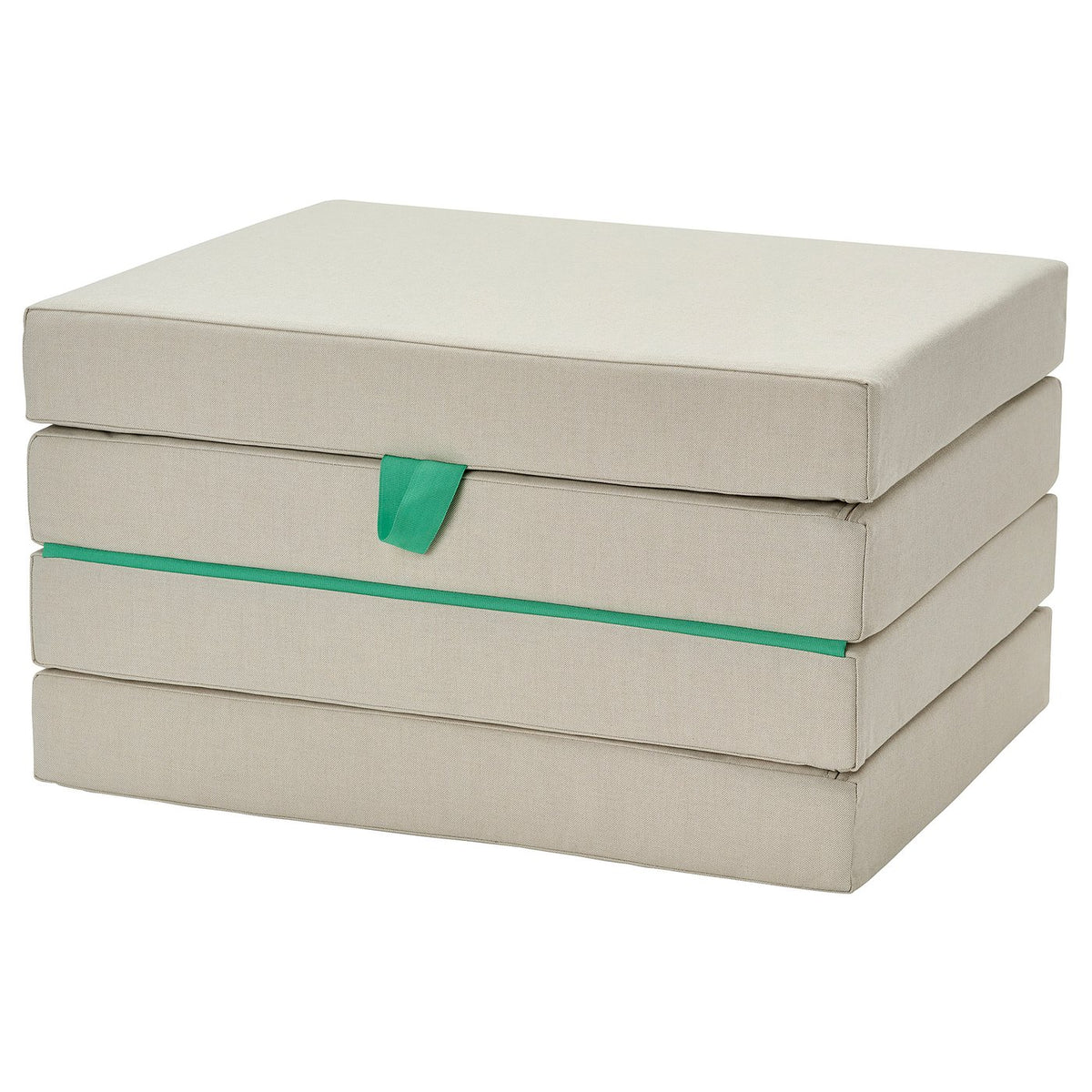 Foldable Pouffe/Mattress, Beige/Green